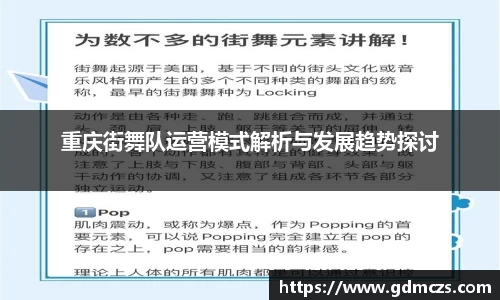重庆街舞队运营模式解析与发展趋势探讨