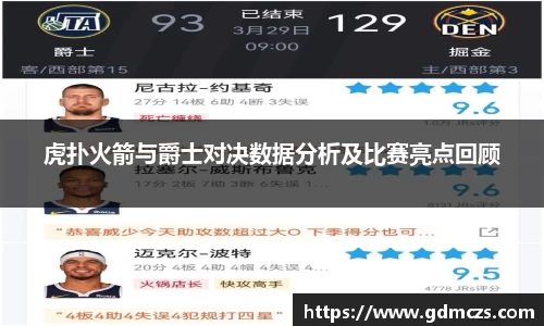 虎扑火箭与爵士对决数据分析及比赛亮点回顾